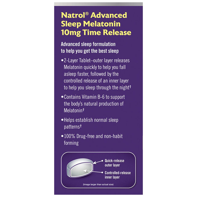Natrol Melatonin Advanced Sleep Aid Time Release Tablets, Drug-Free, 10Mg, 60 Count
