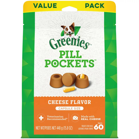 GREENIES PILL POCKETS Cheese Capsule Size Soft Treats for Dogs, 15.8 Oz. Pouch, 60 Ct