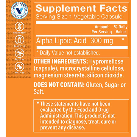 Alpha Lipoic Acid 300Mg, Natural Antioxidant Formula to Support Glucose Metabolism & Promotes Healthy Blood Sugar (60 Capsules) by the Vitamin Shoppe