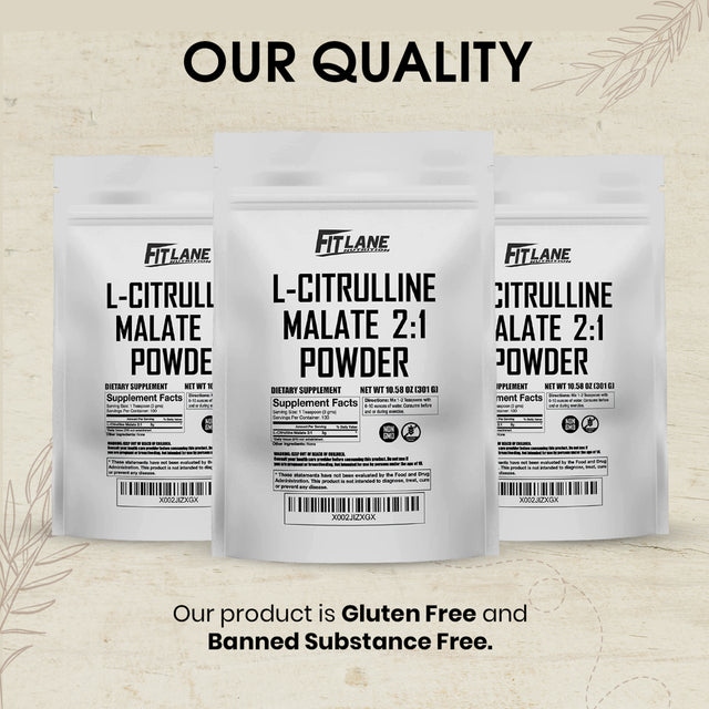 L-Citrulline Malate 2:1 Powder 301 Gms - Natural Nitrous Oxide Supplement for Recovery - Fit Lane Nutrition