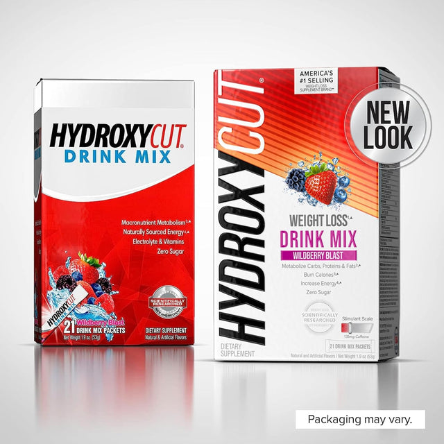 Hydroxycut Drink Mix | Energy Drink Powder | Wildberry Blast, 21 Packets, 2 Packs (Packaging May Vary)