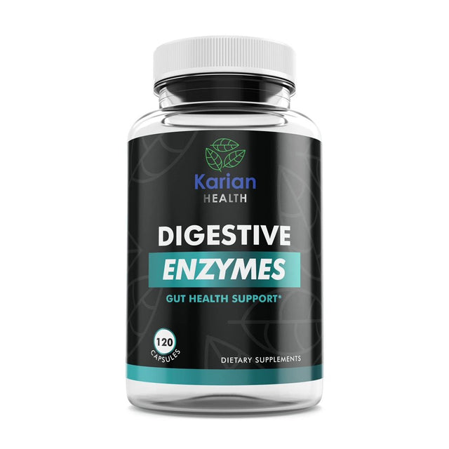 Karian Health Digestive Enzymes Booster for Ultimate Gut Health Support with Pancreatin,Ox Bile ,Bromelain ,Marshmallow ,Pepsin and Others for Better Digestion and Lactose Absorption 120 Veg Capsules