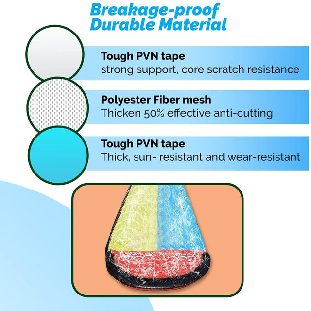 Gaia Lawn Water Slides Inflatable Crash Pad, Summer Backyard Quality PVC Smooth Slick