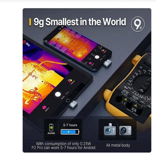 P2 Pro Infiray Xinfrared Thermal IR Camera Imager Night Vision Infrared Imaging for Type C Phones with Handle Holder for Iphone Ios