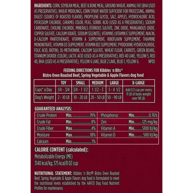 Kibbles`N Bits Bistro Oven Roasted Beef Flavor Dry Dog Food, 50-Pound