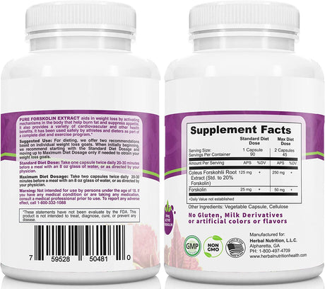 Forskolin for Weight Loss, 250Mg-500Mg Max Strength Forskolin Three 90 Count Bottles, 20% Extract of Pure Forskolin, Ideal Diet and Athletes Formula, Promotes Lean Body Mass and Weight Loss