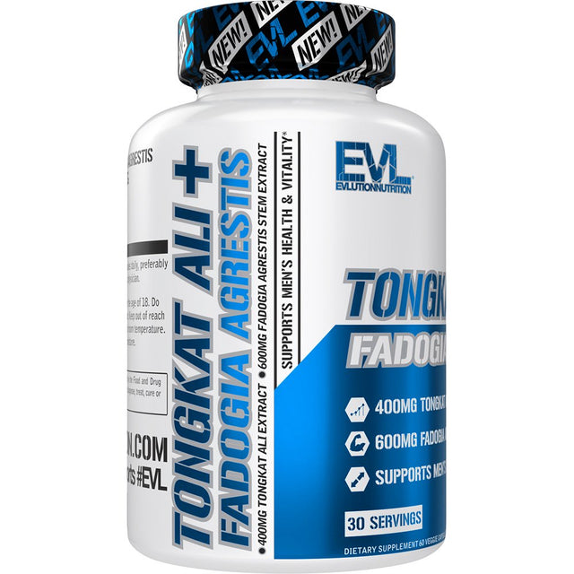 Evlution Nutrition Tongkat Ali + Fadogia Agrestis - Men’S Health + Vitality Support - 400Mg Tongkat Ali + 600Mg Fadogia Agrestis Stem Extract - Testosterone Booster - Veggie Capsules - 30 Servings