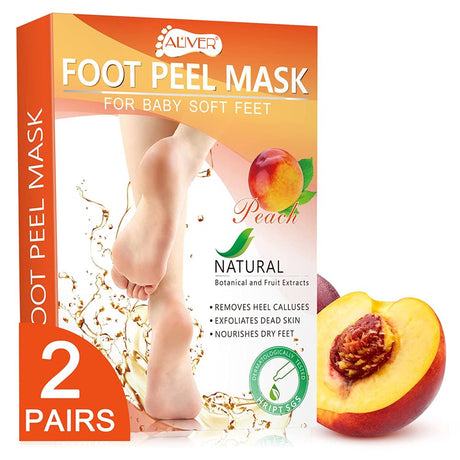 Aliver Foot Peel Mask 2 Pairs Peach Baby Soft Foot