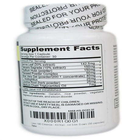 Lean 180 | All Natural Weight Loss and Cleanse Supplement, Detox Your Body, Reduce Belly Bloating, Feel Better, Slim Down, Strong, Effective 15 Day Formula (30 Capsules) - 180 Cleanse