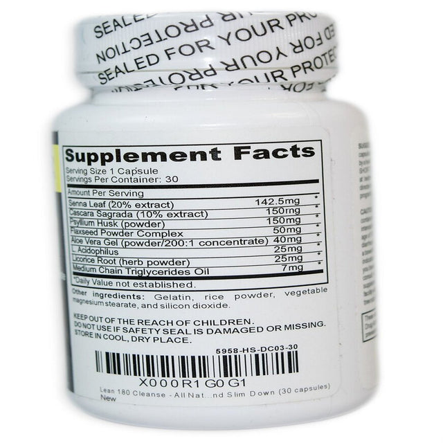 Lean 180 | All Natural Weight Loss and Cleanse Supplement, Detox Your Body, Reduce Belly Bloating, Feel Better, Slim Down, Strong, Effective 15 Day Formula (30 Capsules) - 180 Cleanse