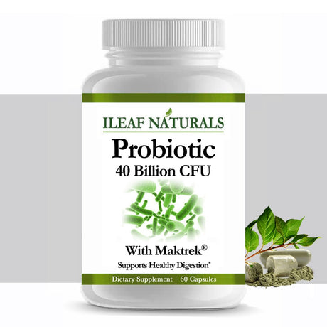Ileaf Naturals Probiotic 40 Billion CFU with Maktrek® Bypass - 60 Veggie Capsules