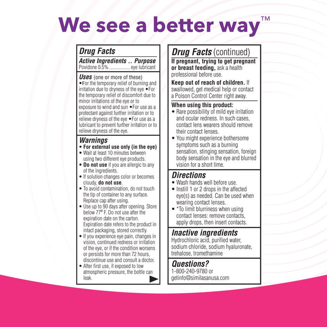 Ivizia Sterile Lubricant Eye Drops for Dry Eyes, Preservative-Free, Moisturizing, Dry Eye Relief, Contact Lens Friendly, 0.33 Fl Oz Bottle