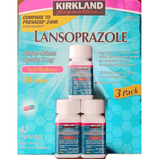 Kirkland Signature Lansoprazole 15 Mg. Acid Reducer, 42 Capsules