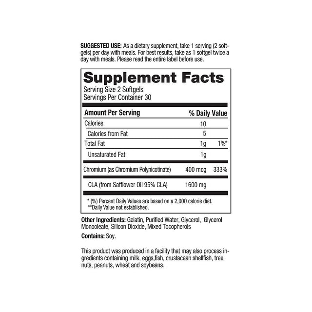Ab Cuts Advanced | CLA Belly Fat Burner, America'S # 1 Formula | 1 Bottle, 60 Softgels