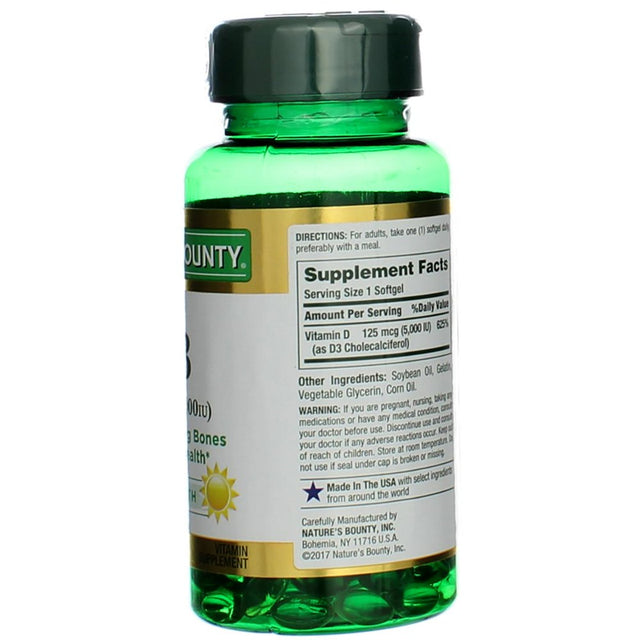 Nature'S Bounty Vitamin D-5000 IU Softgels, Maximum Strength 150 Ea