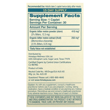Himalaya Organic Bitter Melon, 30 Caplets