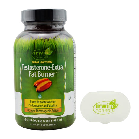 Irwin Naturals Testosterone Extra Fat Burner Supplement, 60 Ct W/ Pill Case