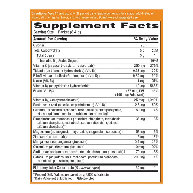 Emergen-C High Potency Vitamin C Immune Support Fizzy Drink Mix, Elderberry, 18 Ct