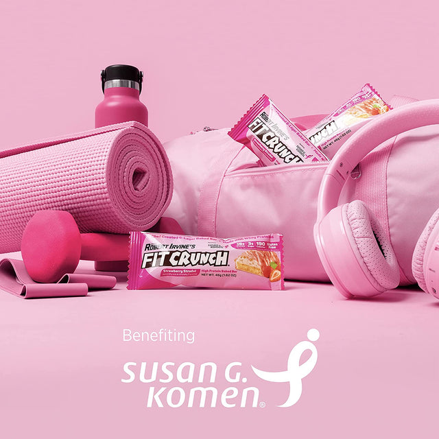 FITCRUNCH Snack Size Protein Bars, Designed by Robert Irvine, 6-Layer Baked Bar, 3G of Sugar, Gluten Free & Soft Cake Core (9 Bars, Strawberry Strudel)