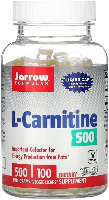 Jarrow Formulas L-Carnitine 500 Mg - 100 Veggie Licaps, Pack of 2