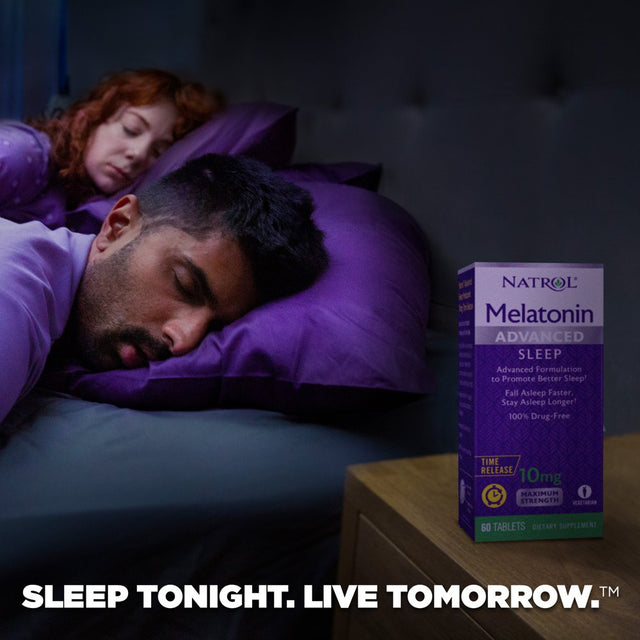 Natrol Melatonin Advanced Sleep Aid Time Release Tablets, Drug-Free, 10Mg, 60 Count