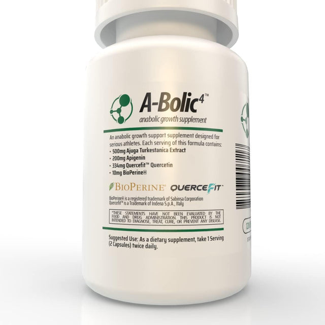 A-Bolic4 Advanced Anabolic Boost Supplement | Support Healthy Anabolic Growth Naturally with Turkesterone, Apigenin, Quercefit™ Quercetin | 120 Capsules