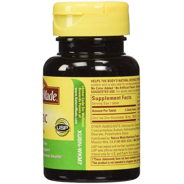 Nature Made Zinc 30 Mg for Immune System Support Tablets, 100 Count Ea