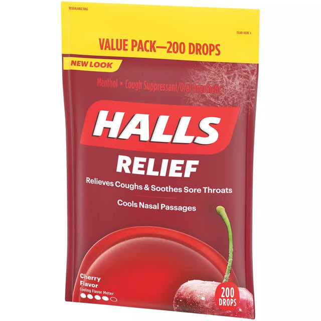 Halls Cough Suppressant/Oral Anesthetic Cough Drops - Cherry (200 Count)