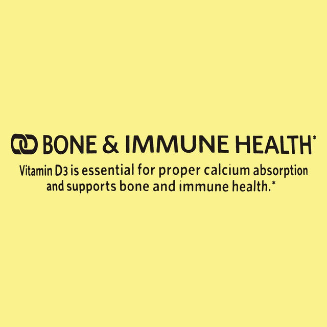 Spring Valley Vitamin D3 Bone & Immune Health Dietary Supplement Softgels, 25 Mcg (1,000 IU), 100 Count