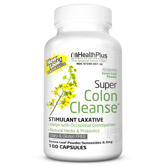 Health plus Super Colon Cleanse Laxative Capsules, 100-Count, 50 Servings