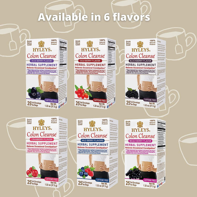 Hyleys Colon Cleanse Tea Goji Berry Flavor - 25 Tea Bags (1 Pack)