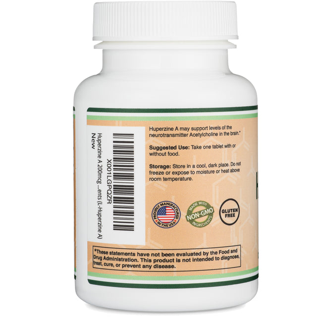Huperzine a 200Mcg (Third Party Tested) Made in the USA, 120 Tablets by Double Wood Supplements (L-Huperzine A)