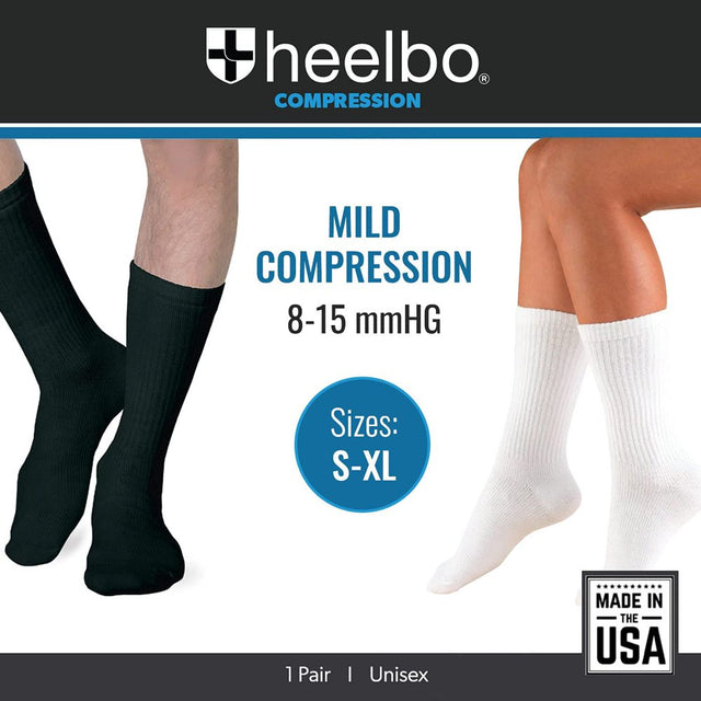 Heelbo Diabetic Socks for Sensitive Feet without Elastic for Men and Women for Circulatory Problems, Edema and Neuropathy, Mild Compression, Black, Large