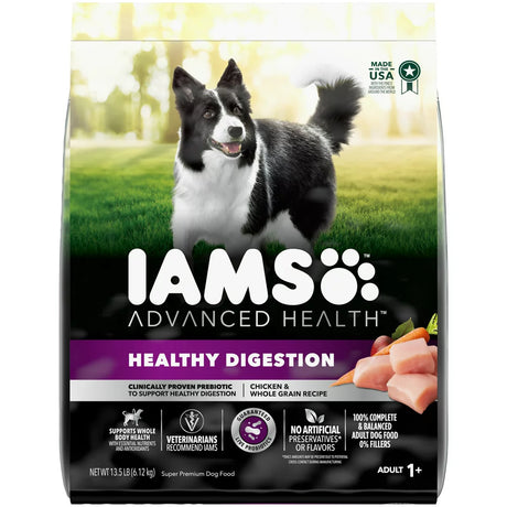 IAMS ADVANCED HEALTH Healthy Digestion Chicken & Whole Grain Flavor Dry Dog Food for Adult Dog, 13.5 Lb Bag