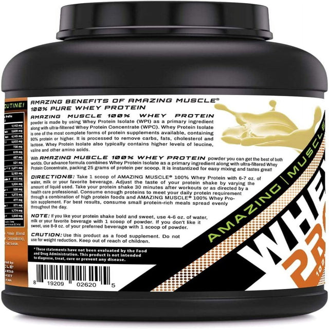 Amazing Muscle 100% Whey Protein Powder *Advanced Formula with Whey Protein Isolate as a Primary Ingredient along with Ultra Filtered Whey Protein Concentrate (Butterscotch, 5 Lb)