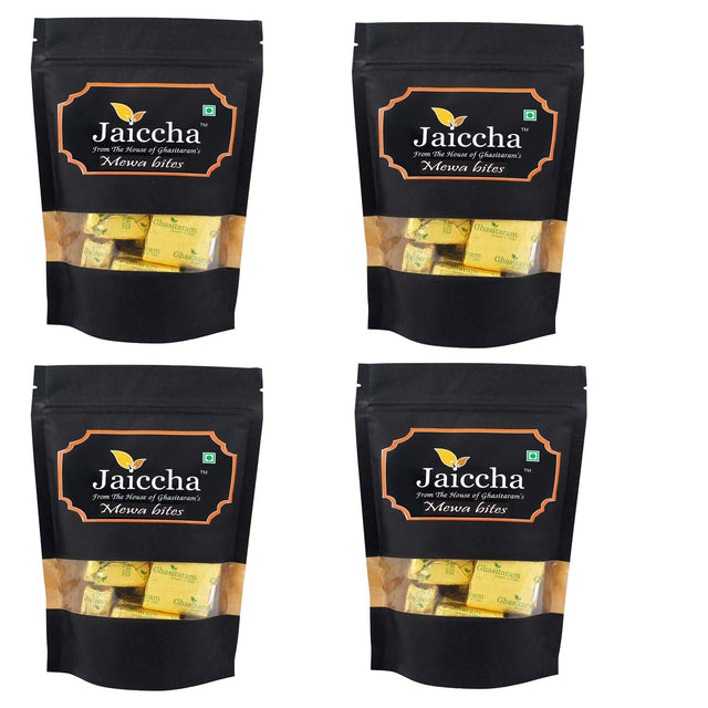 Jaiccha Ghasitaram Pack of 4 (200 GMS) - MEWA Bites 800 GMS in Black Paper Pouch