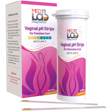 Feminine Vaginal Ph Test Strips for Women(50 Cnt). Bacterial Vaginosis(Bv) and Yeast Infection Test Strips