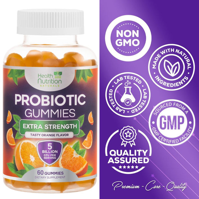 Daily Probiotic Gummy for Women & Men'S Digestive Health, Extra Strength 5 Billion CFU, Acidophilus Probiotics Supplement Vaginal & Urinary Health Support, Vegan, Non-Gmo, Orange Flavor - 120 Gummies