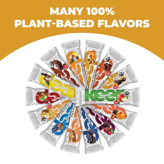 Keep Healthy Low Glycemic Bar - Chocolate Coconut - 12G Plant Based Protein, Low Sugar, Organic, Vegan, Gluten Free, Soy Free, Dairy Free Protein Bar (12 Bars)