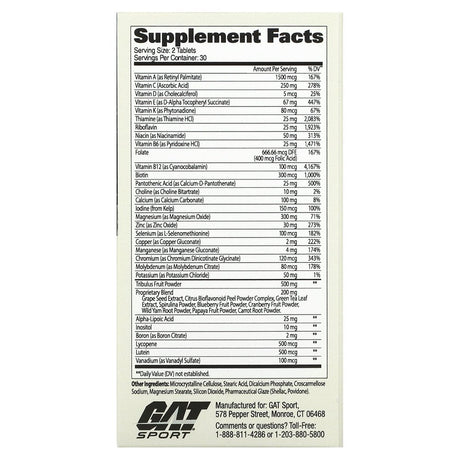 GAT - Mens Multi+Test Essentials - 60 Tablets