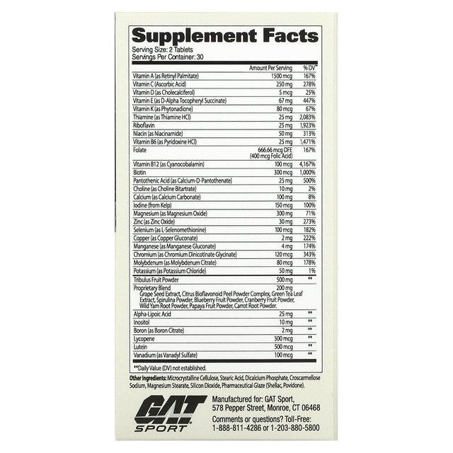 GAT - Mens Multi+Test Essentials - 60 Tablets