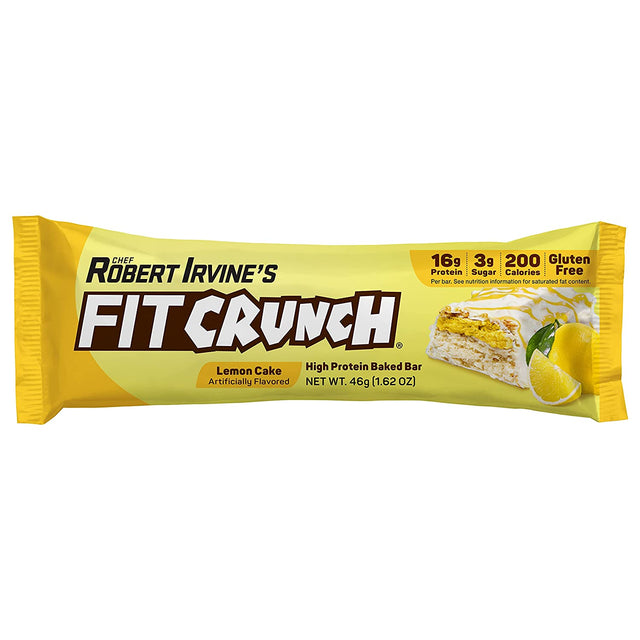 FITCRUNCH Snack Size Protein Bars, Designed by Robert Irvine, World’S Only 6-Layer Baked Bar, 3G of Sugar & Soft Cake Core (18 Bars, Lemon Cake)