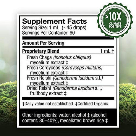 Host Defense, Breathe Extract, Respiratory Support, Mushroom Supplement with Cordyceps, Reishi and Chaga, Plain, 2 Fl Oz