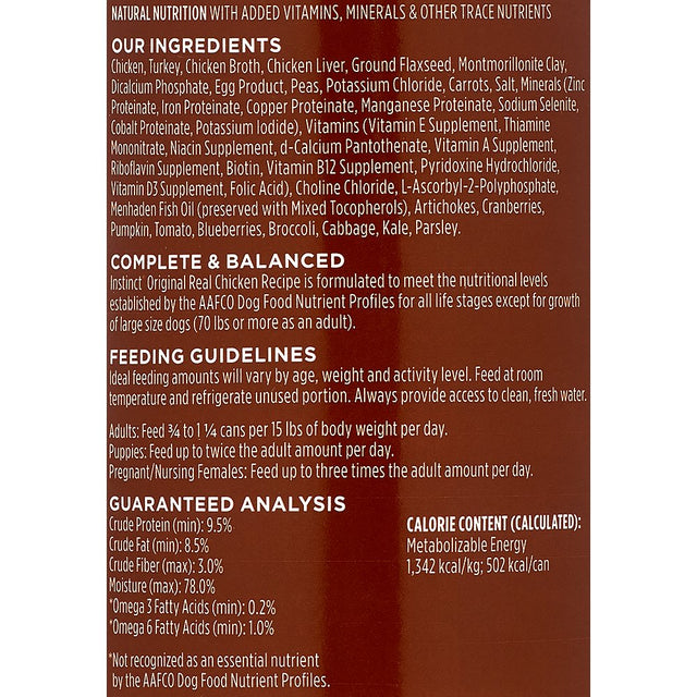 Instinct Original Grain Free Real Chicken Recipe Natural Wet Canned Dog Food by Nature'S Variety, 13.2 Oz. Cans