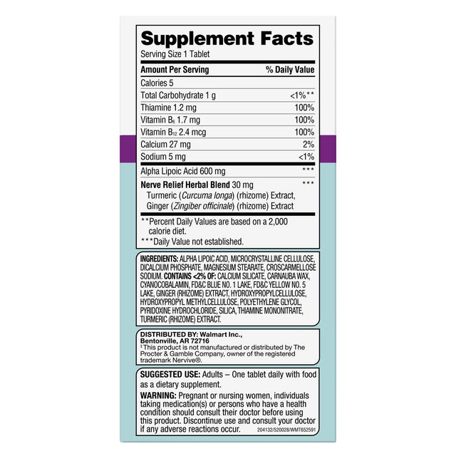 Equate Nerve Comfort Tablets Dietary Supplement, 30 Count