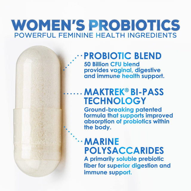 Probiotics for Women with 50 Billion CFU - Multi Strains Womens Probiotic with Acidophilus for Daily Digestive, Vaginal & Urinary Health Support, Immune Support, Shelf Stable - 60 Capsules