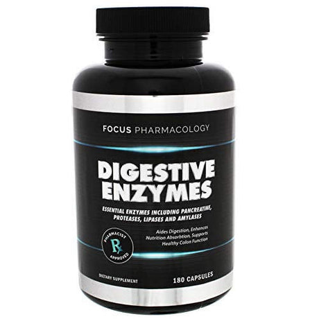Focus Pharmacology Digestive Enzymes and Priobiotics Blend - 180 Ct Protease, Lipase, Lactase, Galactosidase, Acidophilus, Casei, Plantarum