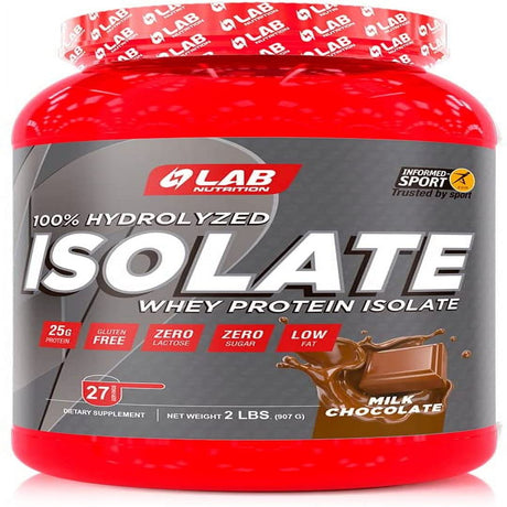 Lab Nutrition - Whey Protein Isolate 100% Hydrolyzed, Lean Muscle Building Powder Presentation, Gluten and Sugar Free, 73 Servings, Chocolate Flavored, 2 Lb