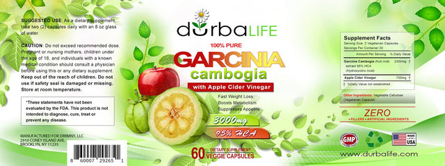 Durbalife Garcinia Cambogia 95% HCA + Apple Cider Vinegar 3000Mg 60 Pink Capsules Suppress Appetite