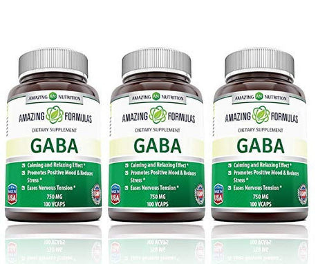 Amazing Formulas Pharma GABA - 750 Mg, 100 Veggie Capsules - Pack of 3